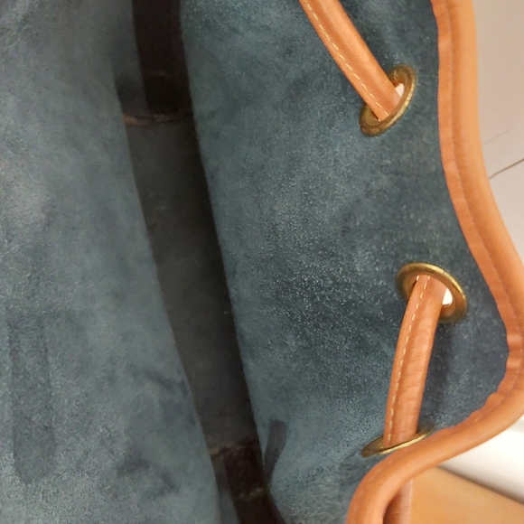 Dooney and Bourke Navy Tassel Leather Drawstring Purse - Picture 10 of 16